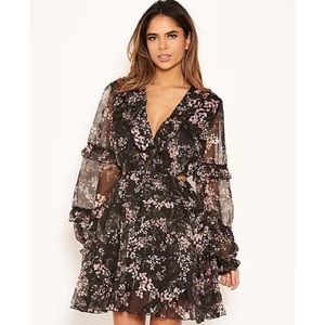 AX Paris black floral chiffon cut out dress.